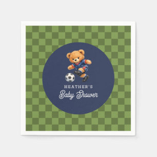 Serviette En Papier Fête d'enfant Ourson Football Damier