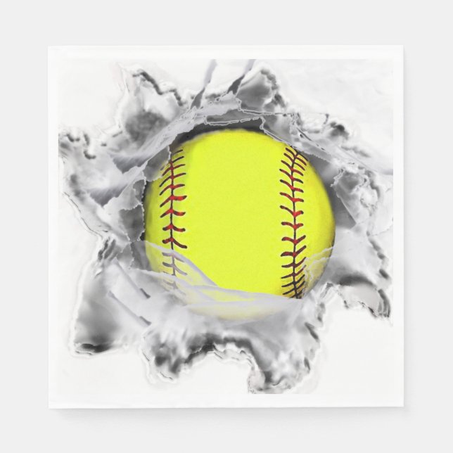 Serviette En Papier Fête d'équipe de softball (Devant)