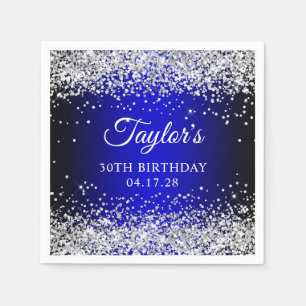 Serviette En Papier Fête des 30 ans ombre noir bleu et paillettes d'ar