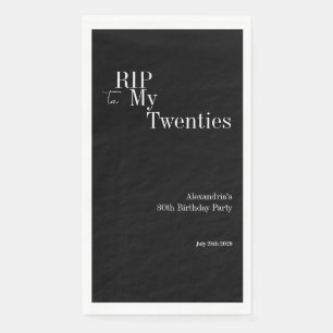 Serviette En Papier Fête des 30 ans RIP 20 ans en noir et blanc