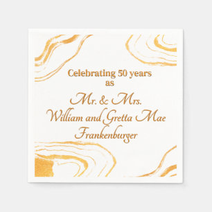 Serviette En Papier Fête des 50 ans de mariage Or et blanc