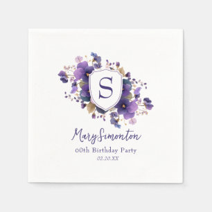 Serviette En Papier Fête des 60 ans - Blason de monogramme classique