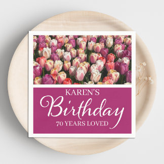 Serviette En Papier Fête des 70 ans Élégantes serviettes florales