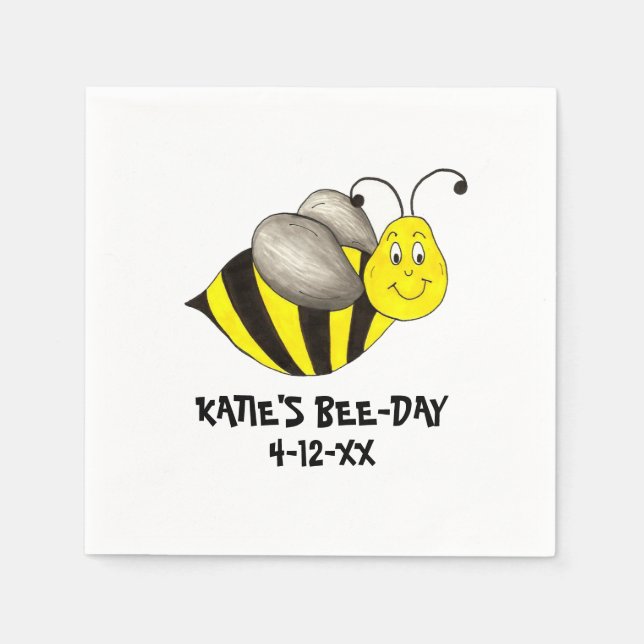 Serviette En Papier Fête des abeilles personnalisées Bumblebee fête d' (Devant)