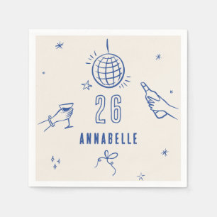 Serviette En Papier fête des boissons d'anniversaire bleu dessinée à l