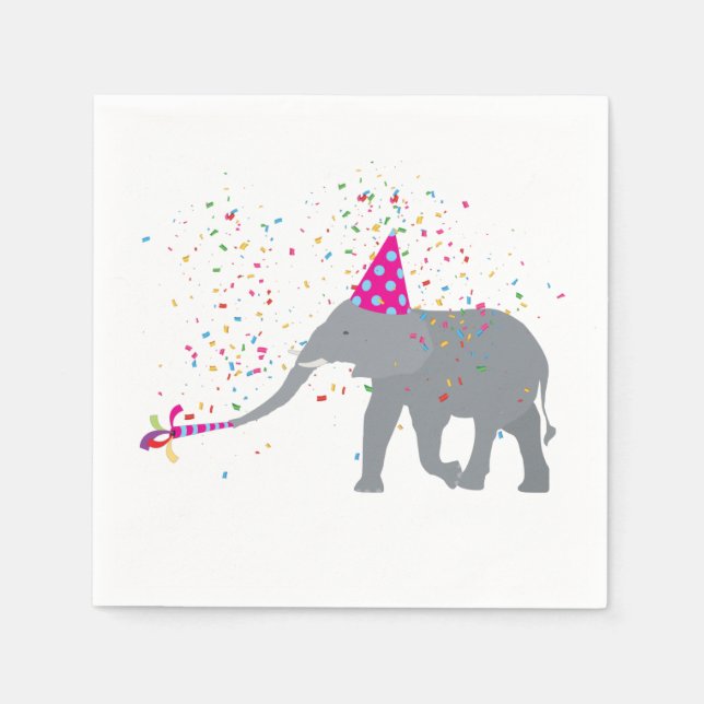 Serviette En Papier Fête des éléphants - Animaux ayant une fête (Devant)