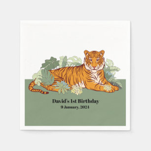 Serviette En Papier Fête des garçons de tigres, jungle animale