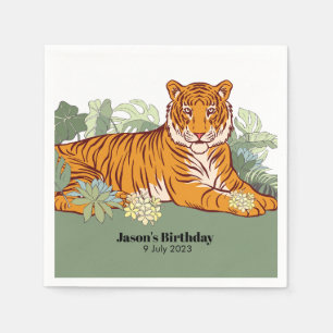 Serviette En Papier Fête des garçons de tigres, jungle animale