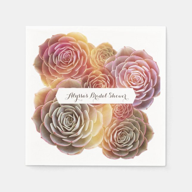 Serviette En Papier Fête des mariées ancienne des succulents (Devant)