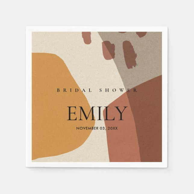 SERVIETTE EN PAPIER FÊTE DES MARIÉES ARTISTIQUE JAUNE ROUILLÉE ABSTRAI (Devant)