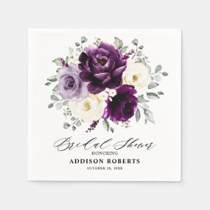 Serviette En Papier Fête des mariées blanche d'aubergine de prune viol