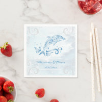 Fête des mariées bleu dauphin Napkin