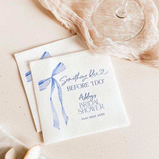 Serviette En Papier Fête des mariées Bleue Bow, Quelque Chose De Bleu  (Créateur téléchargé)