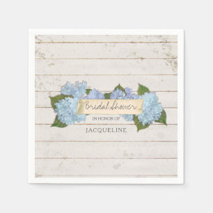 Serviette En Papier Fête des mariées Blue Hydrangea Shiplap Bois