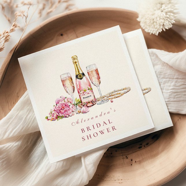 Serviette En Papier Fête des mariées Blush Bubbly & Pearl (Créateur téléchargé)