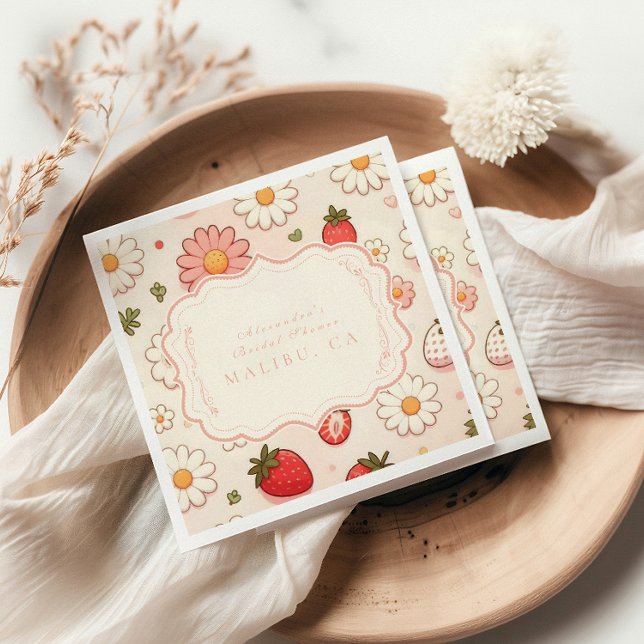 Serviette En Papier Fête des mariées Blush Fleur sauvage Berry (Créateur téléchargé)