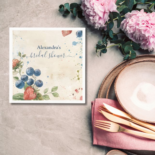 Serviette En Papier Fête des mariées Boho Berry Sweet Strawberry (Créateur téléchargé)