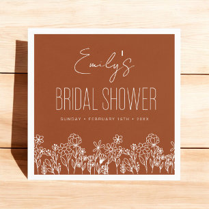 Serviette En Papier Fête des mariées Boho Fleur sauvage orange brûlé