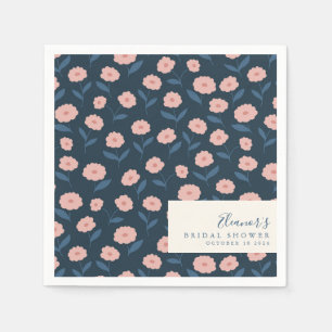 Serviette En Papier Fête des mariées Boho Navy et Pink Floral