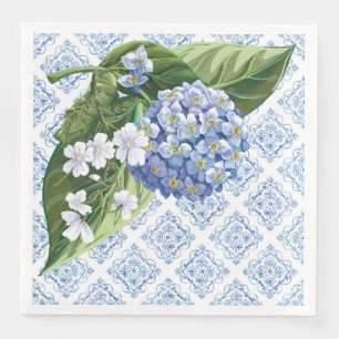 Serviette En Papier Fête des mariées Carrelage bleu Hydrangeas