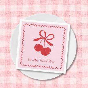 Serviette En Papier Fête des mariées cerise Bow rose et rouge main des