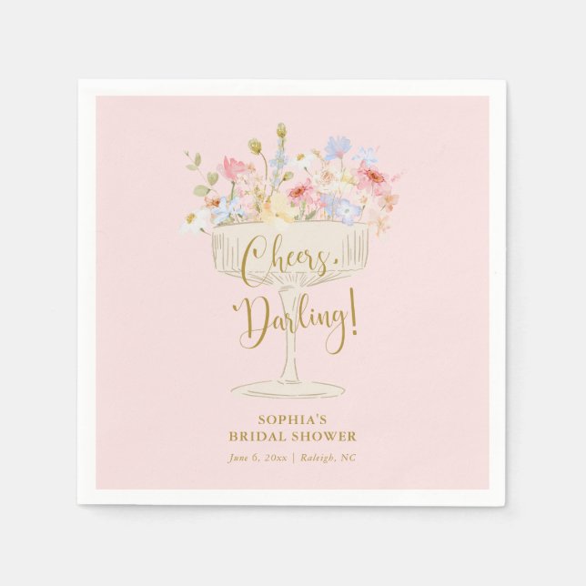 Serviette En Papier Fête des mariées Champagne rose (Devant)