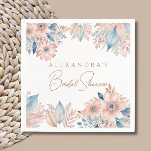 Serviette En Papier Fête des mariées Chic Boho Rose Floral