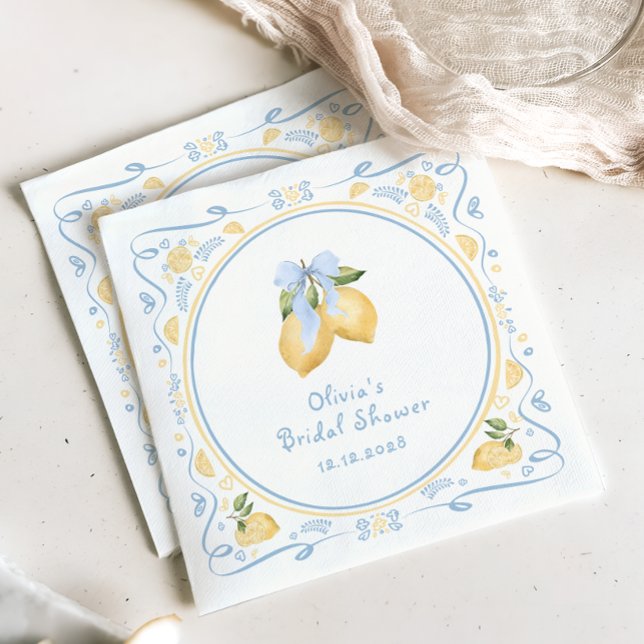 Serviette En Papier Fête des mariées citron floral italien Bow (Créateur téléchargé)