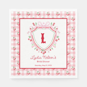 Serviette En Papier Fête des mariées Coquette Cherry Monogam