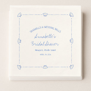 Serviette En Papier Fête des mariées Coquillages à main et cloches Mar