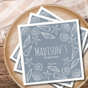 Serviette En Papier Fête des mariées côtière des coquillages et des ét