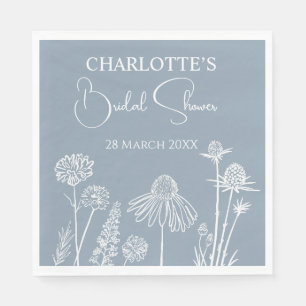 Serviette En Papier Fête des mariées croisée Dusty Blue Fleur sauvage