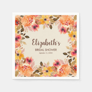 Serviette En Papier Fête des mariées d'aquarelle d'automne