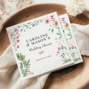 Serviette En Papier Fête des mariées d'aquarelle fleur sauvage