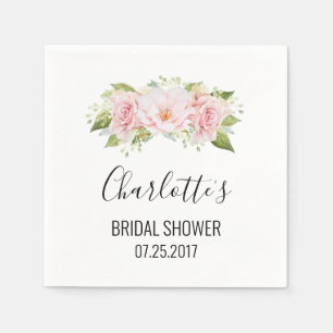 Serviette En Papier Fête des mariées d'aquarelle rose pâle