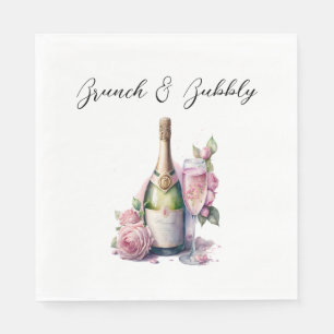 Serviette En Papier Fête des mariées de Brunch et Bubbly Champagne