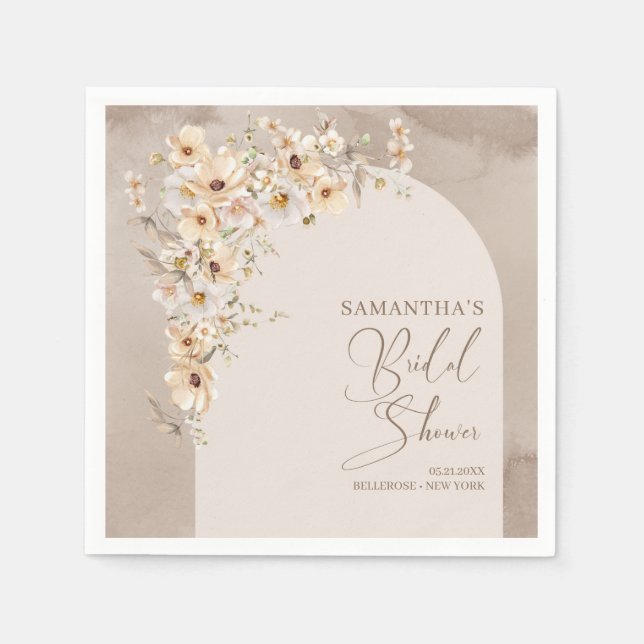 Serviette En Papier Fête des mariées de cadre d'arc d'ivoire Fleur sau (Devant)