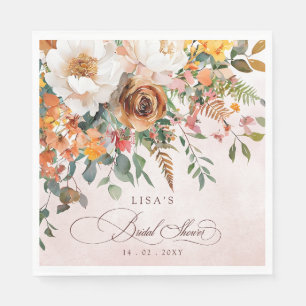 Serviette En Papier Fête des mariées de chute florale orange rustique