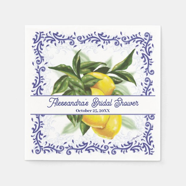 Serviette En Papier Fête des mariées de citron en toile (Devant)