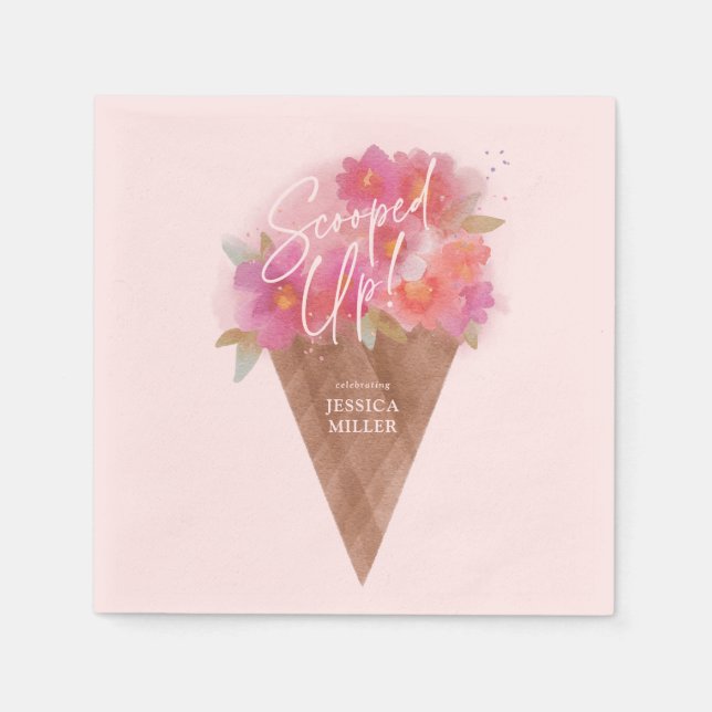 Serviette En Papier Fête des mariées de cône de glace florale ramassée (Devant)