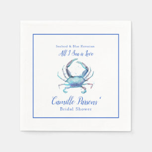 Serviette En Papier Fête des mariées de crabe bleu aquarelle