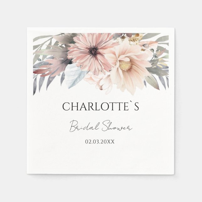 Serviette En Papier Fête des mariées de fleurs Boho (Devant)