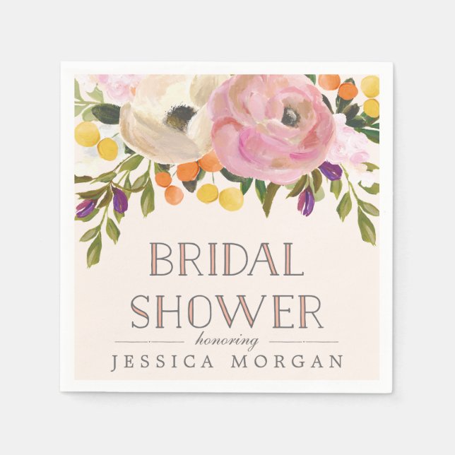 Serviette En Papier Fête des mariées de fleurs douces serviettes (Devant)