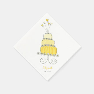 Serviette En Papier Fête des mariées de gâteau Mariage jaune doux