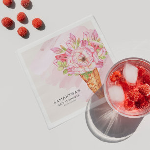 Serviette En Papier Fête des mariées de glace à l'aquarelle florale