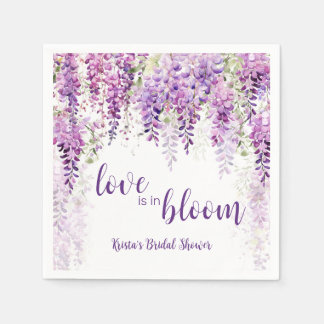 Serviette En Papier Fête des mariées de glycine à l'aquarelle violet