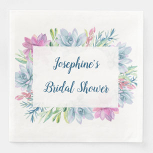 Serviette En Papier Fête des mariées de l'aquarelle Succulents
