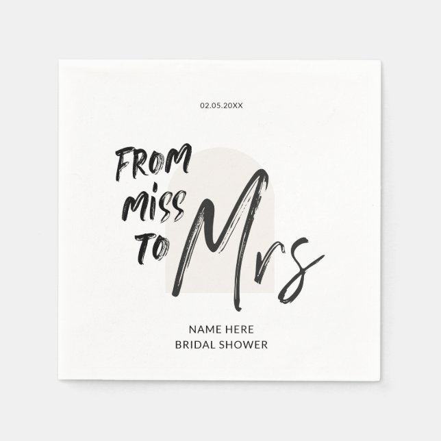 Serviette En Papier Fête des mariées de lettres main simple (Devant)