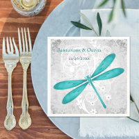 Fête des mariées de libellule turquoise Napkin