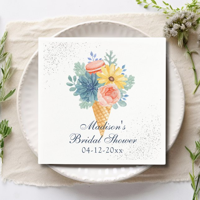 Serviette En Papier Fête des mariées de Macaron Floral Succulent (Créateur téléchargé)
